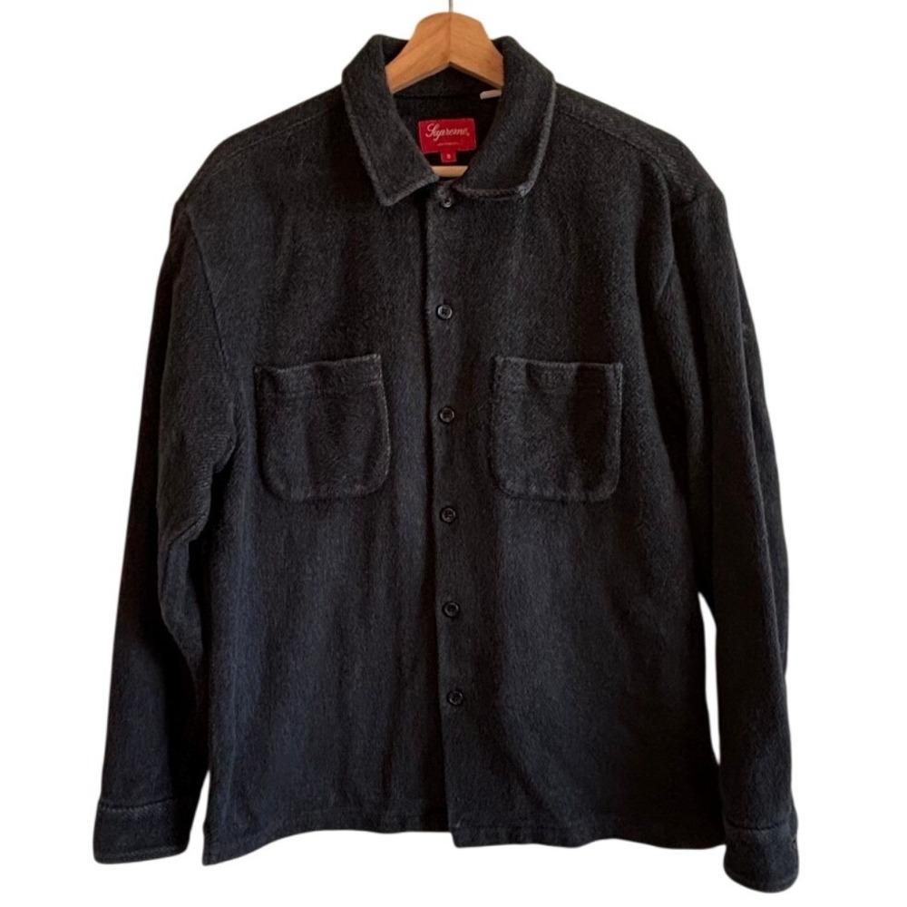 Supreme Brushed Flannel Twill Shirt‎ Black Mens Size S Long Sleeve